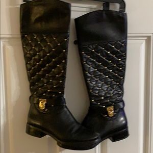 Micheal Kors leather gold studded knee high boots.